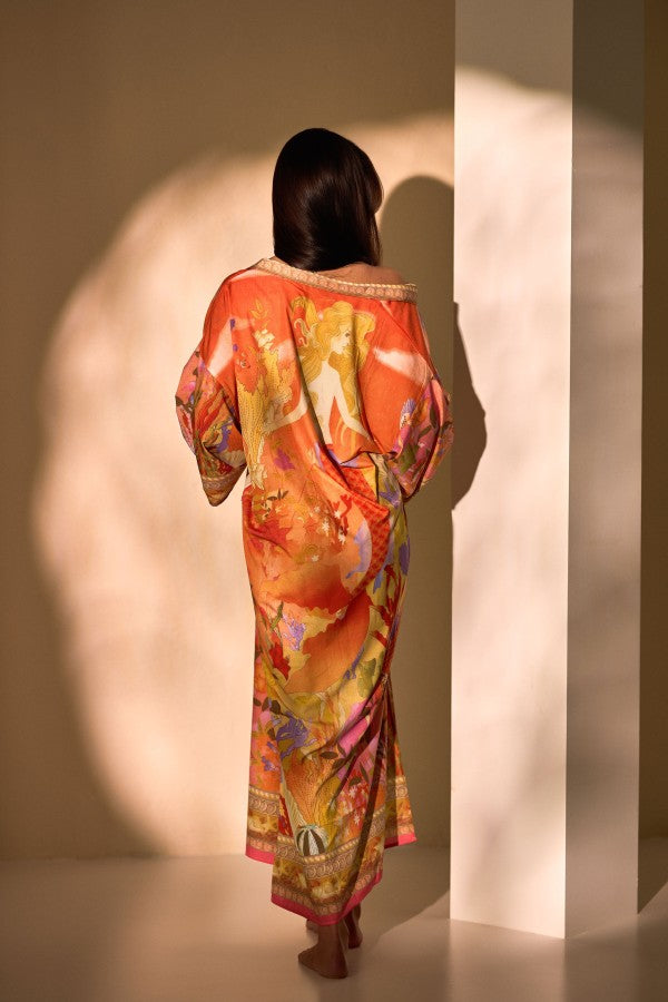 Kimono chalatas - koralinis